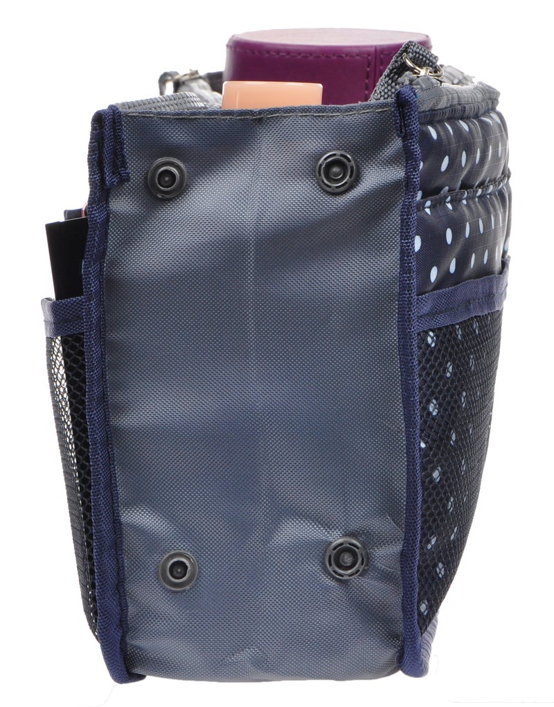 Vercord Purse Organizer Insert for Handbags Bag Organizers Inside Tote Pocketbook Women Nurse Nylon 13 Pockets Navy Blue Dot Medium - Image 4
